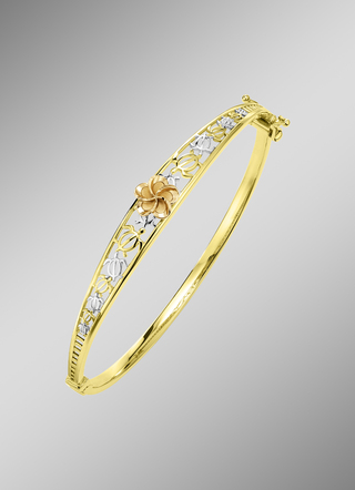 Driekleurige gouden armband met bloemmotief