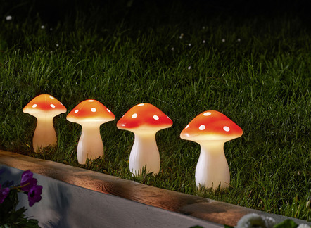 Kunststof LED-paddenstoelen, set van 4