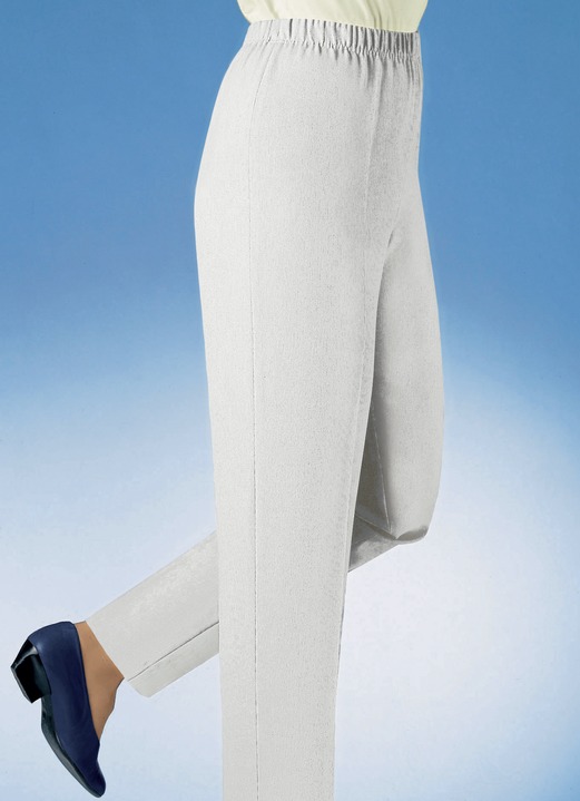 Broeken met elastische band - Pull-on broek in 30 kleuren, in Größe 019 bis 245, in Farbe ECRU Ansicht 1