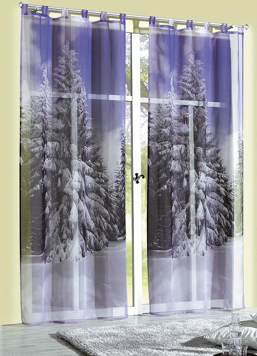 Modern - Gordijn met digitaal gedrukt winterbosmotief, in Größe 365 (H 145 x B 120 cm) bis 572 (H 245 x B 120 cm), in Farbe , in Ausführung mit Schlaufen