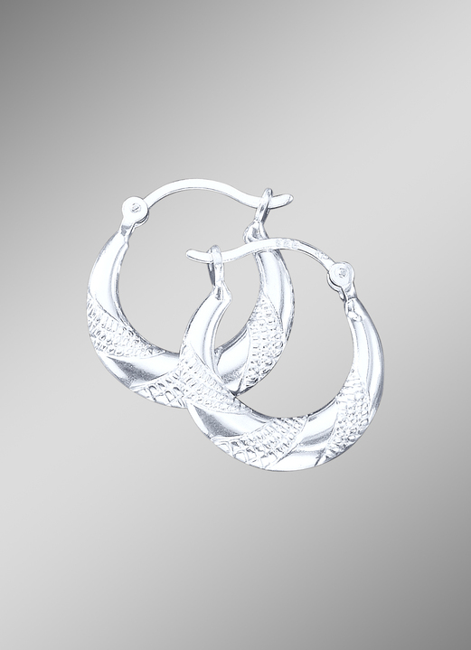 Oorbellen - Trendy hoepel oorbellen van fijn 925/- zilver, in Farbe  Ansicht 1