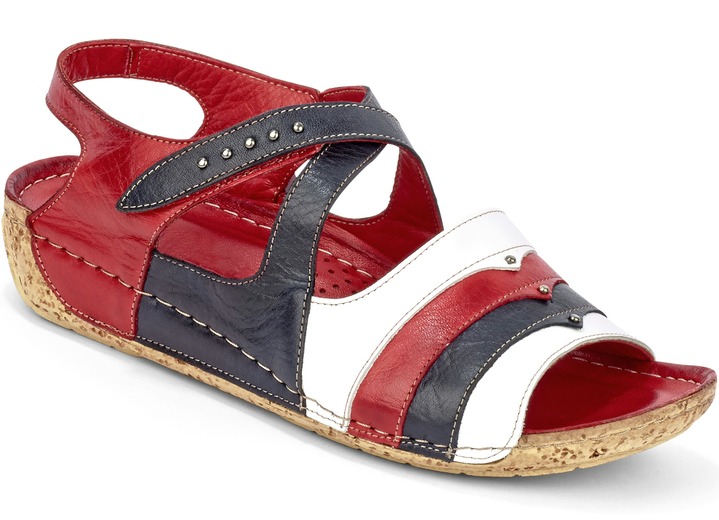 Sandalen & slippers - Gemini sandalen met een interessante look, in Größe 036 bis 044, in Farbe ROOD-MARINE-WIT Ansicht 1