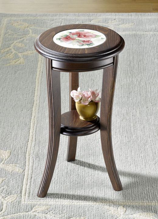 Kleine meubels - Bloemenstandaard van massief hout, in Farbe OKKERNOOT Ansicht 1