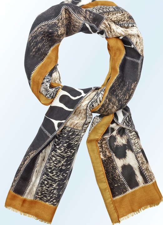 Accessoires - Sjaal met betoverend dierenvachtdessin, in Farbe ZWART-MEERKLEURIG Ansicht 1