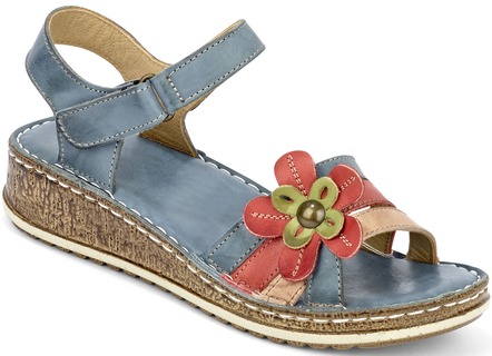 Sandalen in 3 kleuren met een stijlvolle leren bloem, breedte G