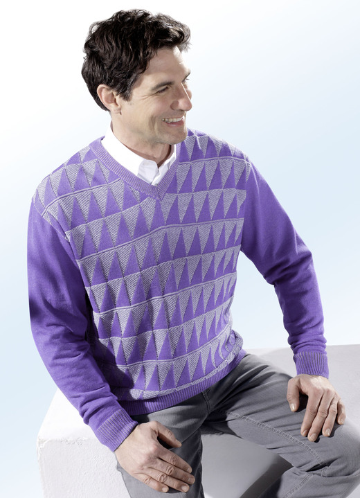 Truien & vesten - Mooie trui met in 2 kleuren, in Größe 044 bis 062, in Farbe PAARS