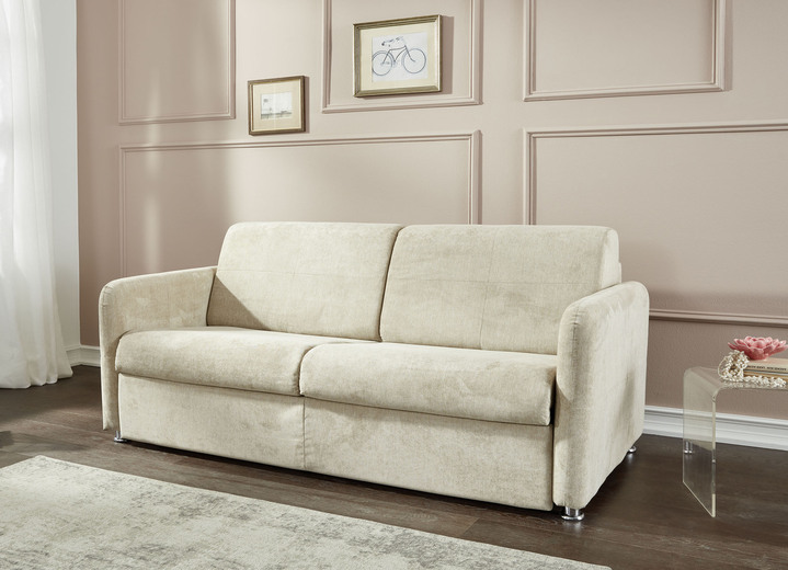 Slaap sofa`s - Slaapbank op chromen poten, in Farbe BEIGE Ansicht 1