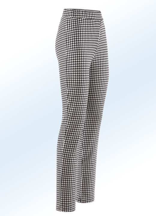 Hosen - Hose mit trendiger Hahnentritt-Dessinierung, in Größe 023 bis 058, in Farbe SCHWARZ-WEISS Ansicht 1