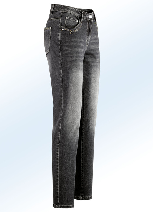Broeken - Jeans met mooie klinknagels, in Größe 017 bis 052, in Farbe ZWART Ansicht 1