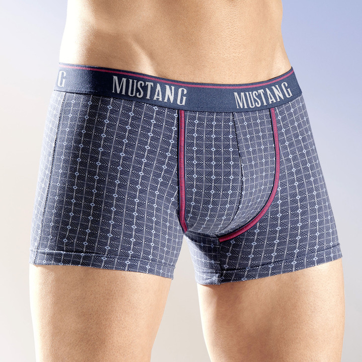 Pants & boxershorts - Mustang set van drie slips, geruit, in Größe 004 bis 008, in Farbe NAVY-MEERKLEURIG Ansicht 1