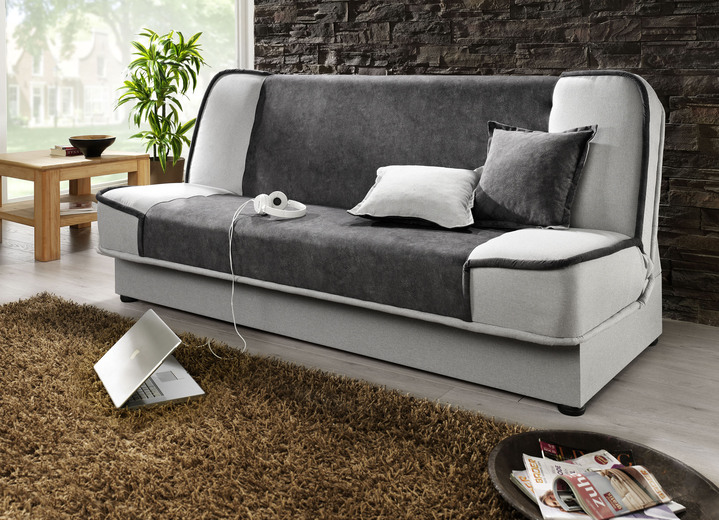 Slaap sofa`s - Slaapbank met bedstee en sierkussens, in Farbe ANTRACIET ZILVER. Ansicht 1