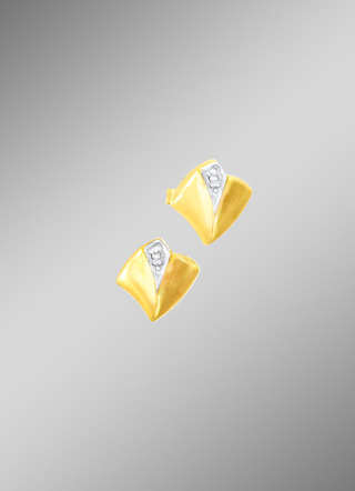 Chique bicolor oorknopjes met diamanten