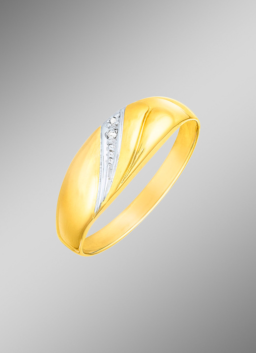 Ringen - Elegante damesring in tweekleurig met diamant, in Größe 160 bis 220, in Farbe  Ansicht 1