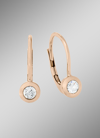 Elegante oorbellen in rosé goud met diamanten