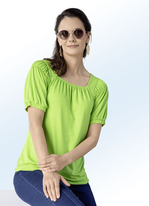 Shirts - Shirt met elastische band in 3 kleuren, in Größe 036 bis 050, in Farbe APPELTJESGROEN Ansicht 1