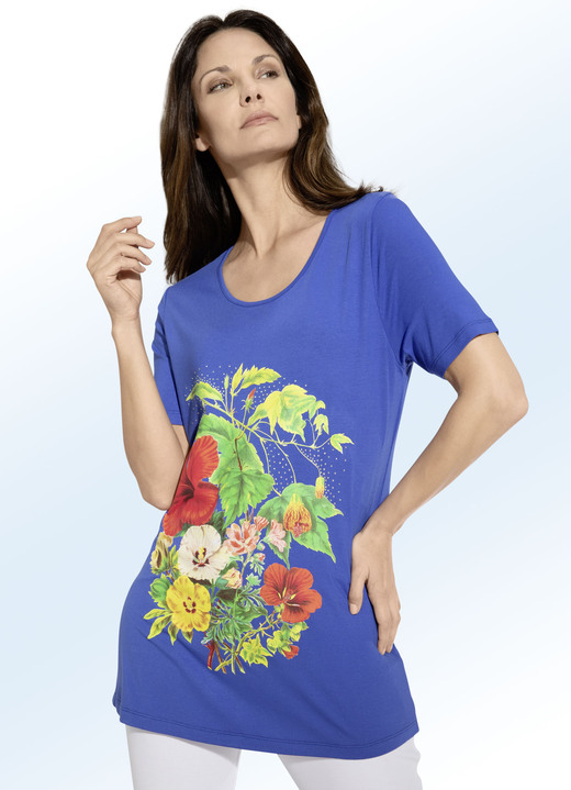 Shirts - Overhemd met strassversiering, in Größe 040 bis 056, in Farbe KONINGSBLAUW