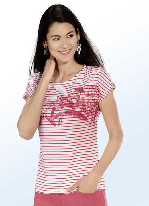 Shirts - Shirt met contrastmotief, in Größe 040 bis 048, in Farbe wit koraal