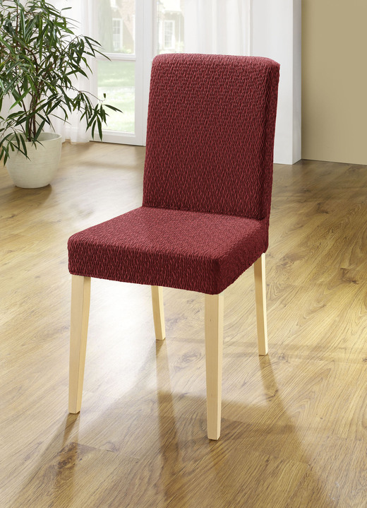 Sessel- & Sofaüberwürfe - Stretchbezüge mit schöner Strukturierung, in Größe 101 (Sesselbezug) bis 115 (4er-Set Stuhlbezüge), in Farbe ZIEGELROT Ansicht 1