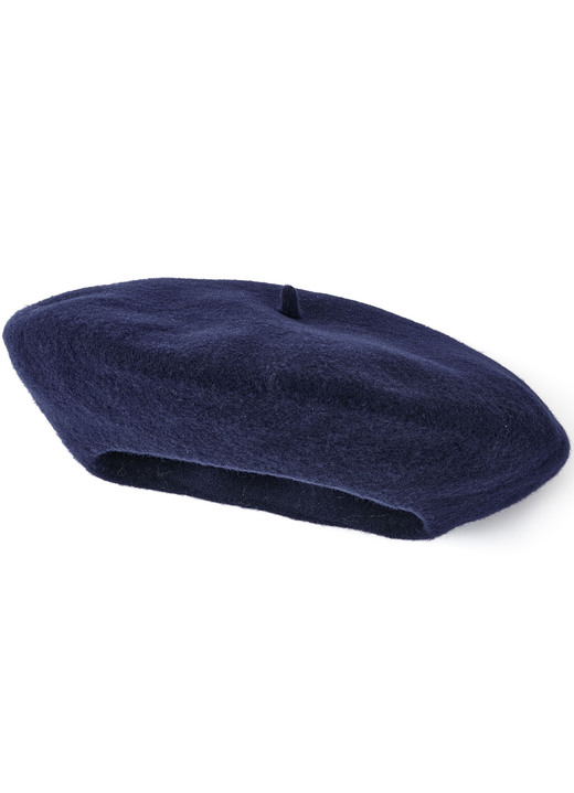 Mutsen & hoeden - Elegante baret met wol van scheerwol, in Farbe MARINE Ansicht 1