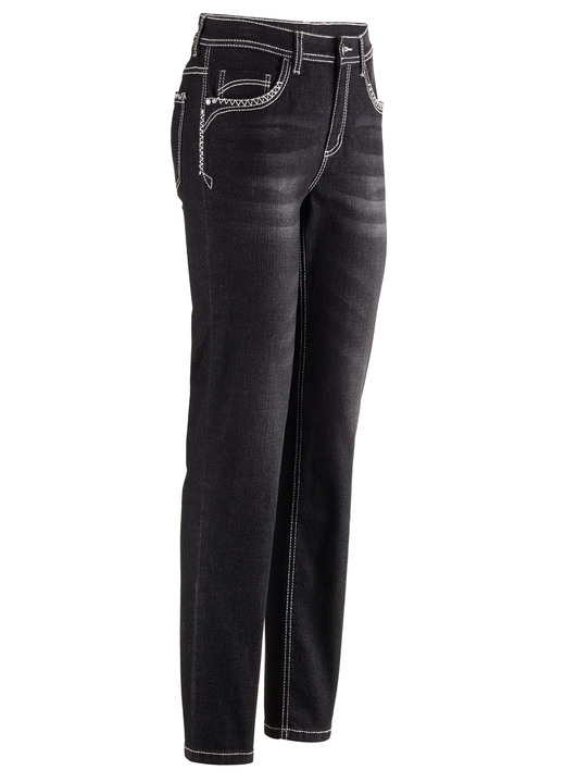 Broeken - Jeans met siernaden en strass-steentjes, in Größe 017 bis 052, in Farbe ZWART Ansicht 1