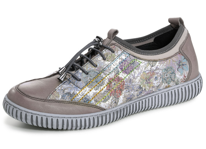 Instappers & veterschoenen - Gemini sneakers gemaakt van deels gebloemd rundleer, in Größe 036 bis 042, in Farbe TAUPE-MULTICOLOR Ansicht 1