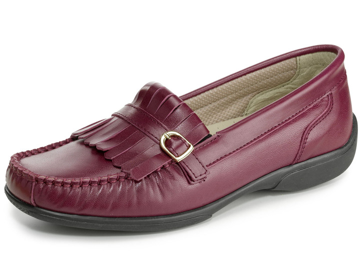 Instappers & veterschoenen - ELENA EDEN Mocassin-loafers van chevrey-nappaleer met decoratief lipje, in Größe 036 bis 042, in Farbe BORDEAUX Ansicht 1