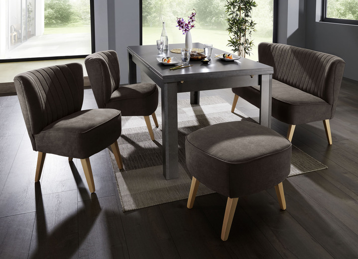Stühle & Sitzbänke - Moderne Esszimmermöbel mit Holzfüßen in Buche, in Farbe DUNKELBRAUN, in Ausführung Hocker Ansicht 1