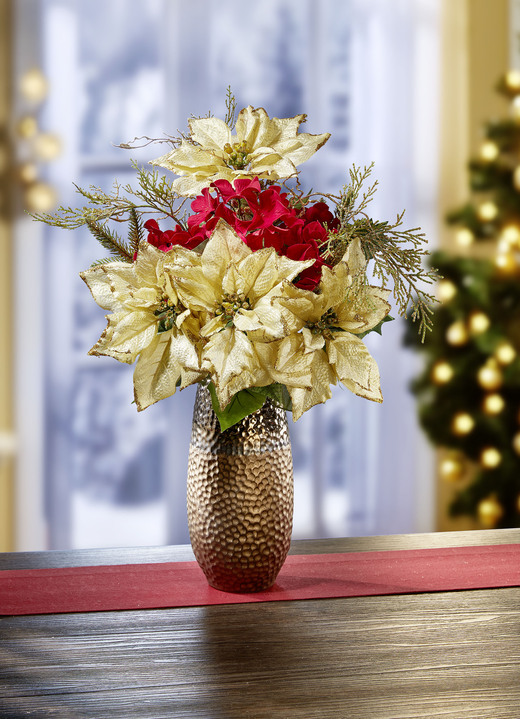 Kerstmis - Kerstster-bloemstuk in vaas, in Farbe CREME-ROOD