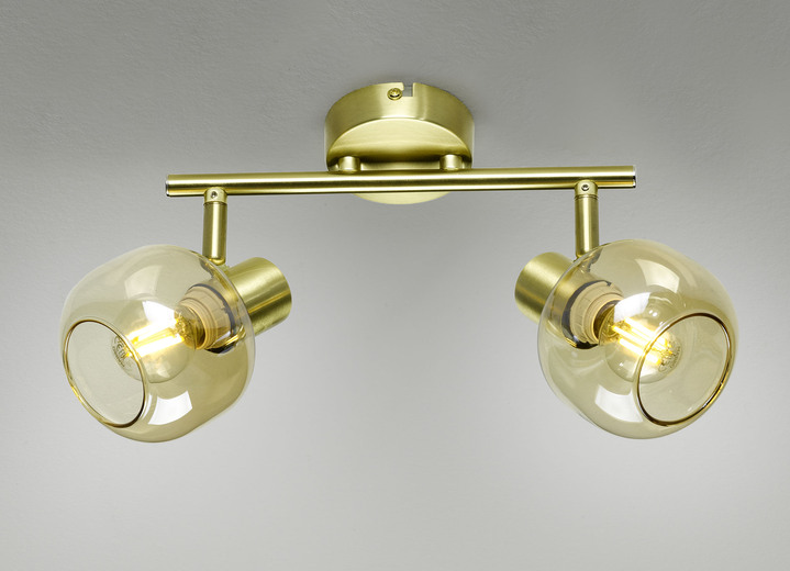 Plafondverlichting - Stijlvolle plafondlampen met getint glas, in Farbe MESSING, in Ausführung Plafondlamp, 2 lampen Ansicht 1