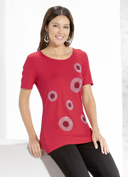 - Shirt met ronde hals in 2 kleuren, in Größe 044 bis 050, in Farbe ROOD Ansicht 1