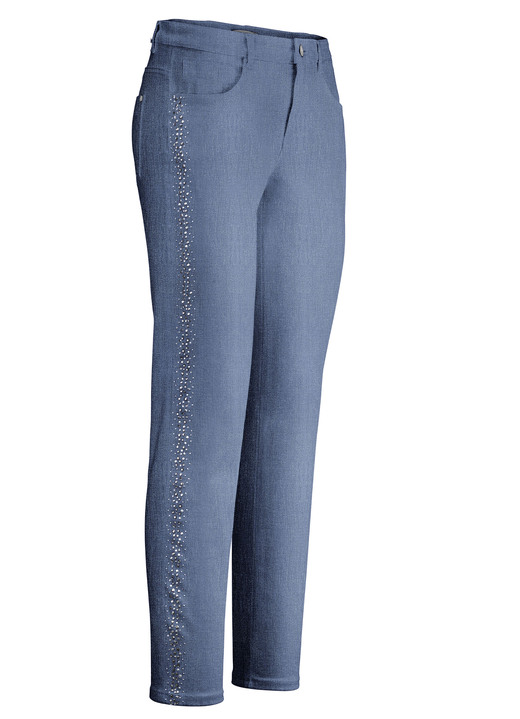 Broeken - Elegante jeans met effectieve strasssteentjes, in Größe 017 bis 052, in Farbe JEANSBLAUW Ansicht 1