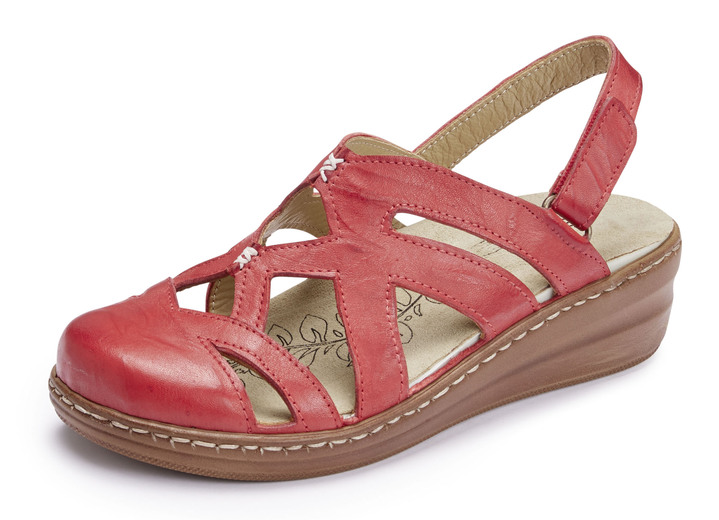 Sandalen & slippers - Gemini sandaal van gekleurd rundnappaleer, in Größe 036 bis 042, in Farbe ROOD Ansicht 1