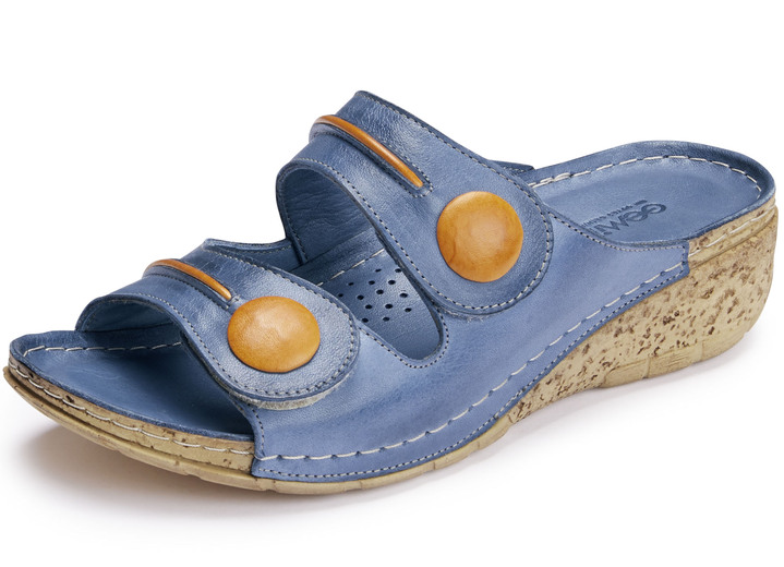 Sandalen & slippers - Gemini muiltjes van deels gekleurd rundnappaleer, in Größe 036 bis 042, in Farbe DENIM ORANJE Ansicht 1