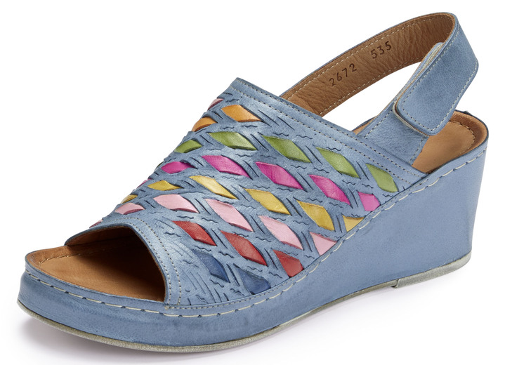 Sandalen & slippers - Gemini sandalen met verfijnde, kleurrijke gevlochten details, in Größe 036 bis 042, in Farbe JEANS Ansicht 1