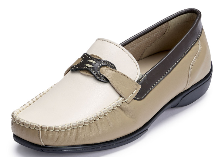 Slipper & Schnürschuhe - ELENA EDEN Slipper mit dekorativer Spange, in Größe 036 bis 042, in Farbe BRAUN-BEIGE Ansicht 1