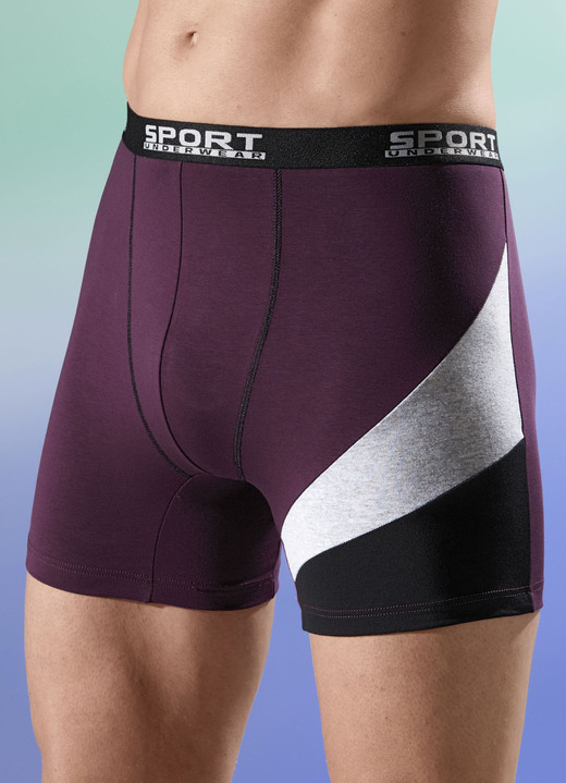 Pants & boxershorts - Set van vier broeken met elastische tailleband en inzetstukken, in Größe 005 bis 011, in Farbe 2X BORDEAUX, 2X ZWART