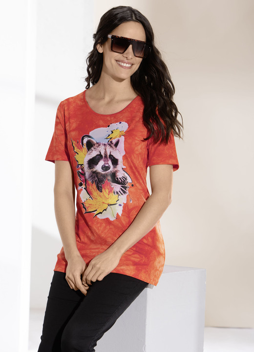 Shirts - Snel shirt met schitterende inkjetprint in 2 kleuren, in Größe 038 bis 052, in Farbe ORANJE BATIK Ansicht 1