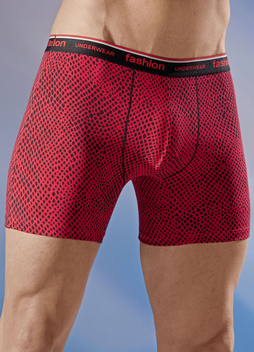 Pants & boxershorts - Set van vier broeken met elastische tailleband, in Größe 005 bis 011, in Farbe 2X ROOD-ZWART, 2X EFFEN ZWART
