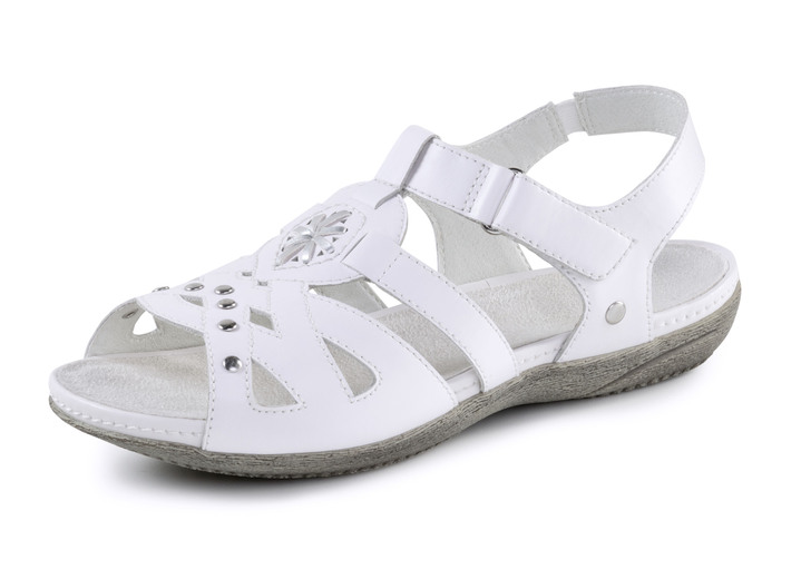 Sandalen & slippers - ELENA EDEN sandaal met decoratieve klinknagels en leren inzetstukken, in Größe 036 bis 042, in Farbe WEISS Ansicht 1