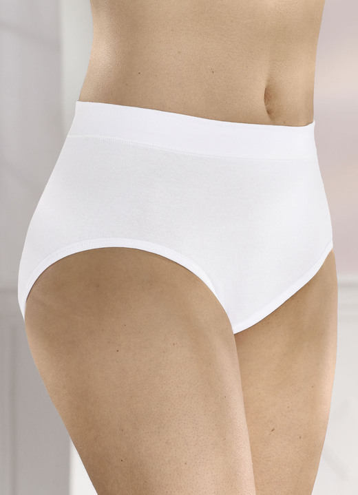 Slips - Set van vijf slips met een comfortabele, elastische tailleband, in Größe 038 bis 054, in Farbe WIT