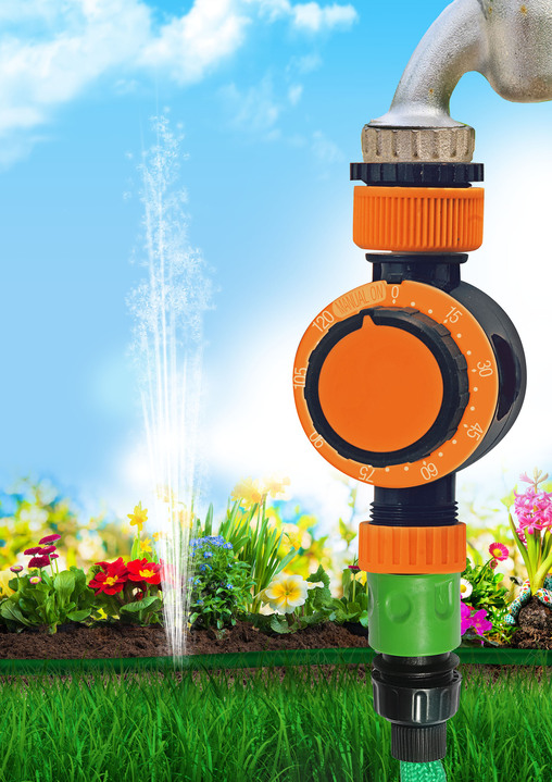 Gartenpflege - Bewässerungs-Uhr, in Farbe SCHWARZ-ORANGE Ansicht 1