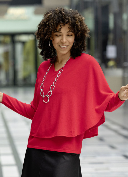 Basics - Pullover in 2-laags-look, in Größe 036 bis 052, in Farbe ROOD Ansicht 1