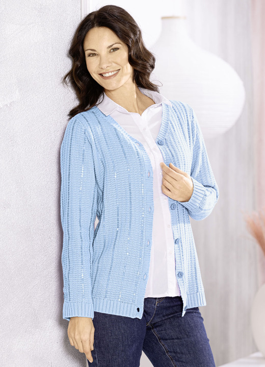 Pullover & Strickmode - Strickjacke, in Größe 036 bis 052, in Farbe BLEU Ansicht 1