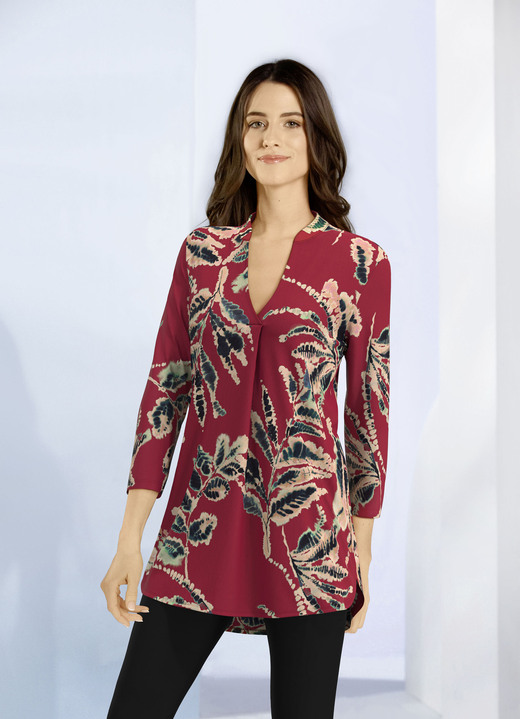 Blouses & tunieken - Overhemdtuniek met mooie decoratieve plooien, in Größe 036 bis 054, in Farbe BORDEAUXZAND