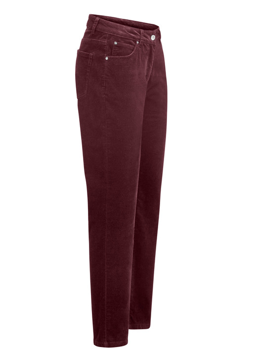 Broeken - Fluweelzachte broek in 5-pocketsmodel, in Größe 017 bis 050, in Farbe BORDEAUX Ansicht 1