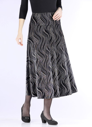 Rok met elegante, glinsterende glanzende print