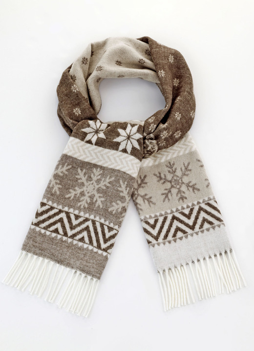 Sjaals - Sjaal met sneeuwvlokmotief, in Farbe BEIGE-BRUIN Ansicht 1