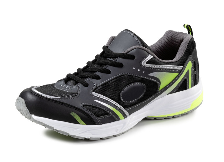 Instappers & veterschoenen - Sneakers met veters van effectief bedrukt synthetisch materiaal, in Größe 040 bis 047, in Farbe ZWART-GROEN Ansicht 1