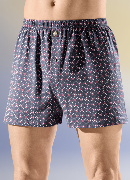 Pants & boxershorts - Set van vier boxershorts met elastische tailleband, in Größe 005 bis 016, in Farbe 2X MARINE KLEURRIJK, 2X UNI MARINE
