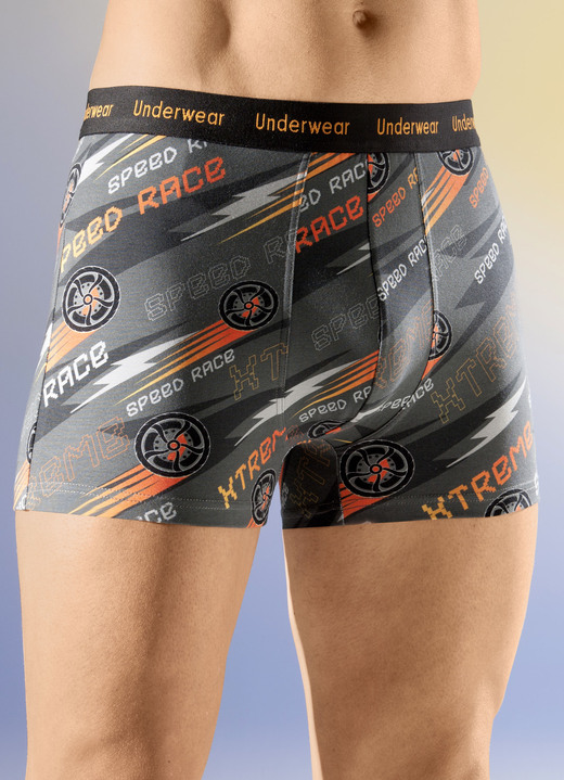 Pants & boxershorts - Set van drie broeken met elastische tailleband, in Größe 004 bis 010, in Farbe 2X GRIJS KLEURRIJK, 1X UNI ANTRACIET